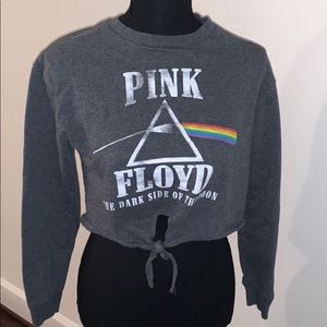 Pink Floyd tie front crop top